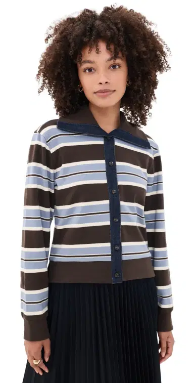 TANYA TAYLOR Bronwyn Jacket Dark Fig/Winter ky/Cream Multi | Thumbnail 1 TANYA TAYLOR Bronwyn Jacket Dark Fig/Winter ky/Cream Multi | Thumbnail 1