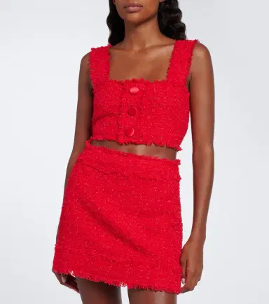 Dolce & Gabbana Cotton-blend bouclé crop top | Thumbnail 4 Dolce & Gabbana Cotton-blend bouclé crop top | Thumbnail 4