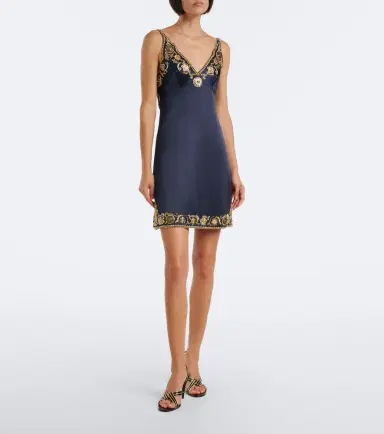 Versace Medusa embellished silk cady satin minidress | Thumbnail 2 Versace Medusa embellished silk cady satin minidress | Thumbnail 2