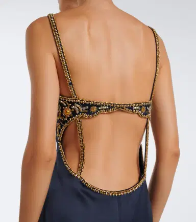 Versace Medusa embellished silk cady satin minidress | Thumbnail 3 Versace Medusa embellished silk cady satin minidress | Thumbnail 3