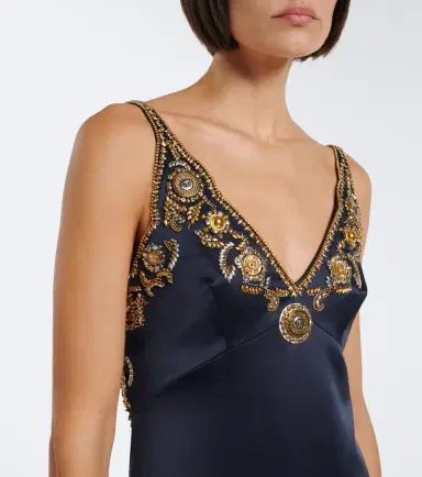 Versace Medusa embellished silk cady satin minidress | Thumbnail 4 Versace Medusa embellished silk cady satin minidress | Thumbnail 4