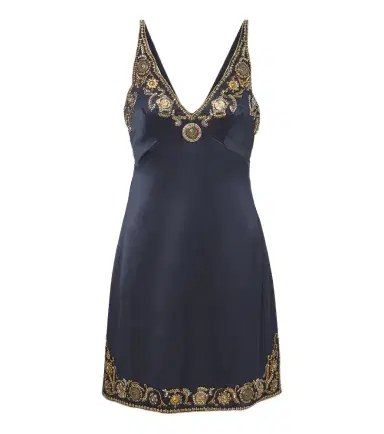 Versace Medusa embellished silk cady satin minidress | Thumbnail 1 Versace Medusa embellished silk cady satin minidress | Thumbnail 1