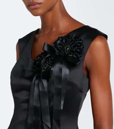Simone Rocha Floral-appliqué satin midi dress | Thumbnail 6 Simone Rocha Floral-appliqué satin midi dress | Thumbnail 6