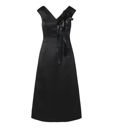Simone Rocha Floral-appliqué satin midi dress | Thumbnail 1 Simone Rocha Floral-appliqué satin midi dress | Thumbnail 1