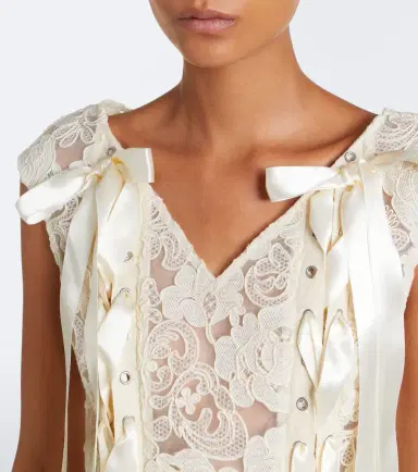 Simone Rocha Unraveling bow-detail lace top | Thumbnail 3 Simone Rocha Unraveling bow-detail lace top | Thumbnail 3