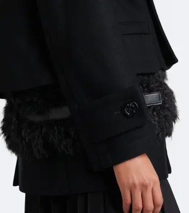 Sacai Layered leather-trimmed wool coat | Thumbnail 3 Sacai Layered leather-trimmed wool coat | Thumbnail 3