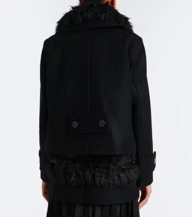 Sacai Layered leather-trimmed wool coat | Thumbnail 5 Sacai Layered leather-trimmed wool coat | Thumbnail 5