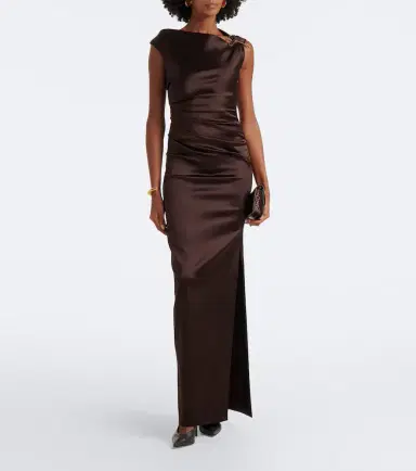 Max Mara Ruched embellished satin gown | Thumbnail 2 Max Mara Ruched embellished satin gown | Thumbnail 2
