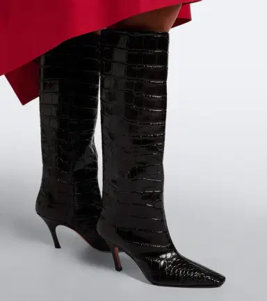Amina Muaddi Mona croc-effect leather knee-high boots | Thumbnail 5 Amina Muaddi Mona croc-effect leather knee-high boots | Thumbnail 5