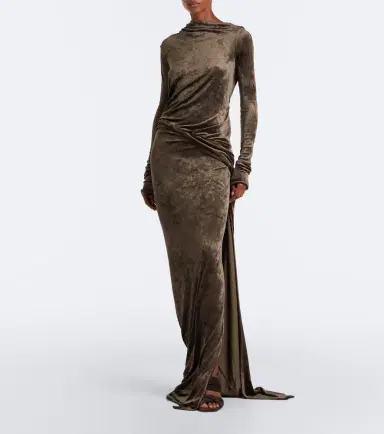 Rick Owens Lilies Shailee draped open-back velvet gown | Thumbnail 2 Rick Owens Lilies Shailee draped open-back velvet gown | Thumbnail 2
