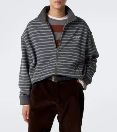 Miu Miu Striped oversized cotton fleece sweatshirt | Thumbnail 3 Miu Miu Striped oversized cotton fleece sweatshirt | Thumbnail 3