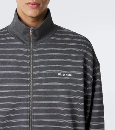 Miu Miu Striped oversized cotton fleece sweatshirt | Thumbnail 7 Miu Miu Striped oversized cotton fleece sweatshirt | Thumbnail 7