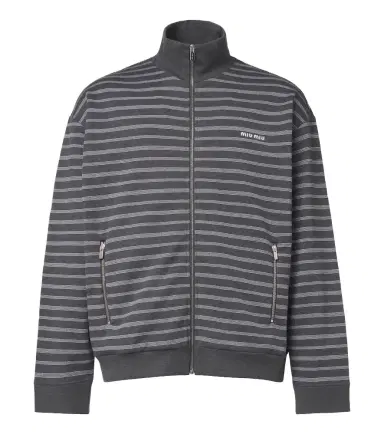 Miu Miu Striped oversized cotton fleece sweatshirt | Thumbnail 1 Miu Miu Striped oversized cotton fleece sweatshirt | Thumbnail 1