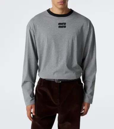 Miu Miu Embroidered logo cotton jersey T-shirt | Thumbnail 2 Miu Miu Embroidered logo cotton jersey T-shirt | Thumbnail 2
