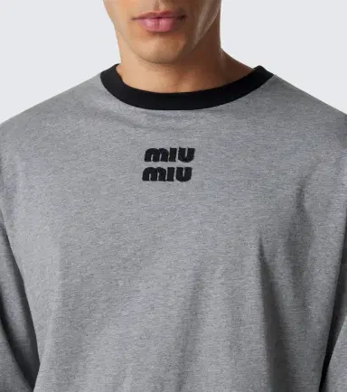 Miu Miu Embroidered logo cotton jersey T-shirt | Thumbnail 4 Miu Miu Embroidered logo cotton jersey T-shirt | Thumbnail 4