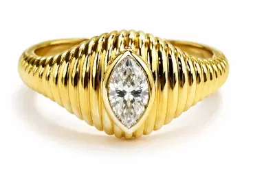 Wish Fine Jewelry 0.32ct Diamond 18K Gold Italian Grooved Ring | Thumbnail 1 Wish Fine Jewelry 0.32ct Diamond 18K Gold Italian Grooved Ring | Thumbnail 1