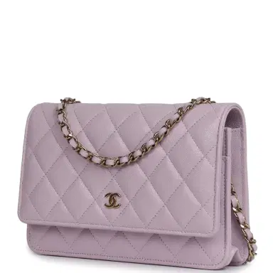 Chanel Chanel Classic Wallet On Chain WOC Light Purple Caviar Light Gold Hardware | Thumbnail 5 Chanel Chanel Classic Wallet On Chain WOC Light Purple Caviar Light Gold Hardware | Thumbnail 5