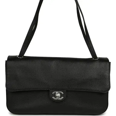 Chanel Chanel Maxi "Souplissimo" Small Flap Bag Black Grained Calfskin Silver Hardware | Thumbnail 1 Chanel Chanel Maxi "Souplissimo" Small Flap Bag Black Grained Calfskin Silver Hardware | Thumbnail 1
