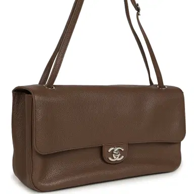 Chanel Chanel Maxi "Souplissimo" Small Flap Bag Brown Grained Calfskin Silver Hardware | Thumbnail 2 Chanel Chanel Maxi "Souplissimo" Small Flap Bag Brown Grained Calfskin Silver Hardware | Thumbnail 2