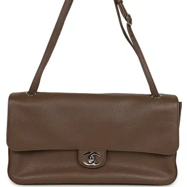 Chanel Chanel Maxi "Souplissimo" Small Flap Bag Brown Grained Calfskin Silver Hardware | Thumbnail 1 Chanel Chanel Maxi "Souplissimo" Small Flap Bag Brown Grained Calfskin Silver Hardware | Thumbnail 1