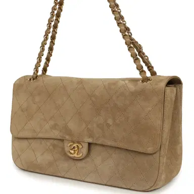 Chanel Chanel Maxi "Souplissimo" Small Flap Bag Dark Beige Suede Gold Hardware | Thumbnail 3 Chanel Chanel Maxi "Souplissimo" Small Flap Bag Dark Beige Suede Gold Hardware | Thumbnail 3