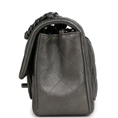 Chanel Chanel Mini Classic Rectangular Flap Bag Dark Silver Lambskin Ruthenium Hardware | Thumbnail 3 Chanel Chanel Mini Classic Rectangular Flap Bag Dark Silver Lambskin Ruthenium Hardware | Thumbnail 3