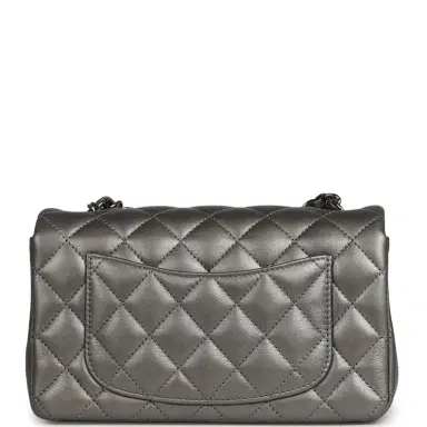 Chanel Chanel Mini Classic Rectangular Flap Bag Dark Silver Lambskin Ruthenium Hardware | Thumbnail 4 Chanel Chanel Mini Classic Rectangular Flap Bag Dark Silver Lambskin Ruthenium Hardware | Thumbnail 4