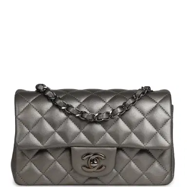 Chanel Chanel Mini Classic Rectangular Flap Bag Dark Silver Lambskin Ruthenium Hardware | Thumbnail 1 Chanel Chanel Mini Classic Rectangular Flap Bag Dark Silver Lambskin Ruthenium Hardware | Thumbnail 1