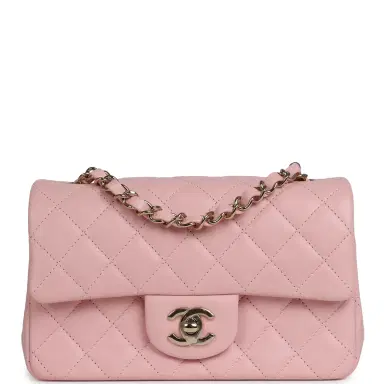 Chanel Chanel Mini Classic Rectangular Flap Bag Light Pink Lambskin Light Gold Hardware | Thumbnail 1 Chanel Chanel Mini Classic Rectangular Flap Bag Light Pink Lambskin Light Gold Hardware | Thumbnail 1