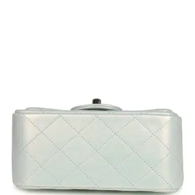 Chanel Chanel Mini Classic Square Flap Bag Light Blue Iridescent Calfskin Silver Hardware | Thumbnail 6 Chanel Chanel Mini Classic Square Flap Bag Light Blue Iridescent Calfskin Silver Hardware | Thumbnail 6