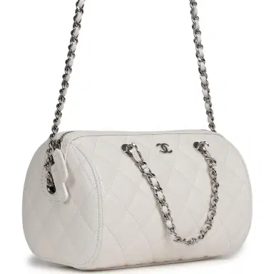 Chanel Chanel Mini Timeless Classic Barrel Bag with Chain White Shiny Caviar Silver Hardware | Thumbnail 2 Chanel Chanel Mini Timeless Classic Barrel Bag with Chain White Shiny Caviar Silver Hardware | Thumbnail 2