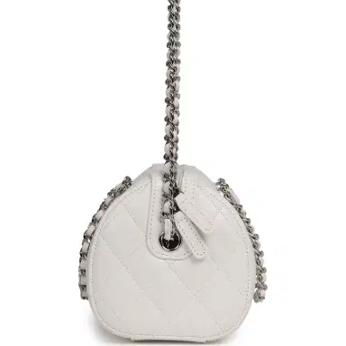 Chanel Chanel Mini Timeless Classic Barrel Bag with Chain White Shiny Caviar Silver Hardware | Thumbnail 3 Chanel Chanel Mini Timeless Classic Barrel Bag with Chain White Shiny Caviar Silver Hardware | Thumbnail 3