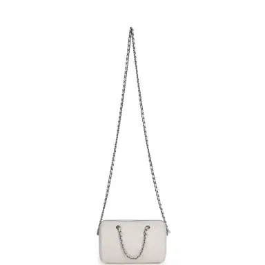 Chanel Chanel Mini Timeless Classic Barrel Bag with Chain White Shiny Caviar Silver Hardware | Thumbnail 7 Chanel Chanel Mini Timeless Classic Barrel Bag with Chain White Shiny Caviar Silver Hardware | Thumbnail 7