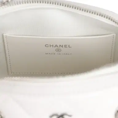 Chanel Chanel Mini Timeless Classic Barrel Bag with Chain White Shiny Caviar Silver Hardware | Thumbnail 8 Chanel Chanel Mini Timeless Classic Barrel Bag with Chain White Shiny Caviar Silver Hardware | Thumbnail 8