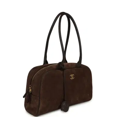 Chanel Chanel Small "Perfect Bowling" Bag Dark Brown Suede Gold Hardware | Thumbnail 2 Chanel Chanel Small "Perfect Bowling" Bag Dark Brown Suede Gold Hardware | Thumbnail 2