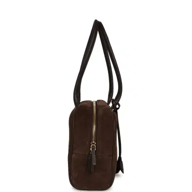 Chanel Chanel Small "Perfect Bowling" Bag Dark Brown Suede Gold Hardware | Thumbnail 3 Chanel Chanel Small "Perfect Bowling" Bag Dark Brown Suede Gold Hardware | Thumbnail 3