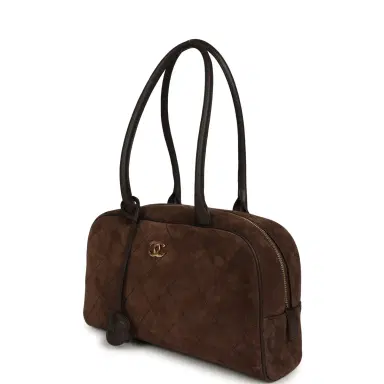 Chanel Chanel Small "Perfect Bowling" Bag Dark Brown Suede Gold Hardware | Thumbnail 5 Chanel Chanel Small "Perfect Bowling" Bag Dark Brown Suede Gold Hardware | Thumbnail 5