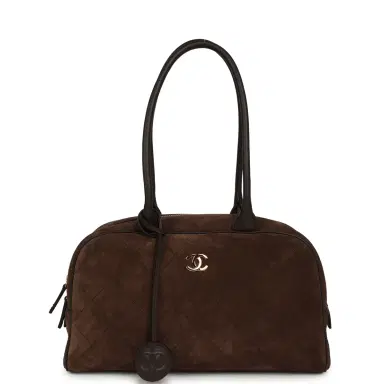 Chanel Chanel Small "Perfect Bowling" Bag Dark Brown Suede Gold Hardware | Thumbnail 1 Chanel Chanel Small "Perfect Bowling" Bag Dark Brown Suede Gold Hardware | Thumbnail 1