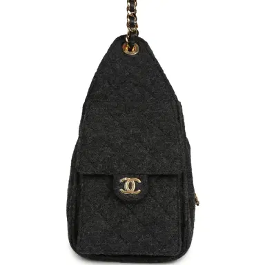 Chanel Chanel Small 25 Hobo Bag Dark Grey Wool Felt Gold Hardware | Thumbnail 3 Chanel Chanel Small 25 Hobo Bag Dark Grey Wool Felt Gold Hardware | Thumbnail 3