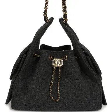Chanel Chanel Small 25 Hobo Bag Dark Grey Wool Felt Gold Hardware | Thumbnail 1 Chanel Chanel Small 25 Hobo Bag Dark Grey Wool Felt Gold Hardware | Thumbnail 1