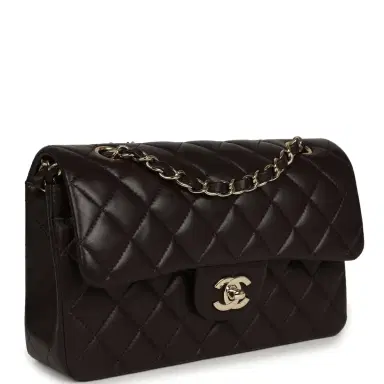 Chanel Chanel Small Classic Double Flap Bag Dark Brown Lambskin Light Gold Hardware | Thumbnail 2 Chanel Chanel Small Classic Double Flap Bag Dark Brown Lambskin Light Gold Hardware | Thumbnail 2