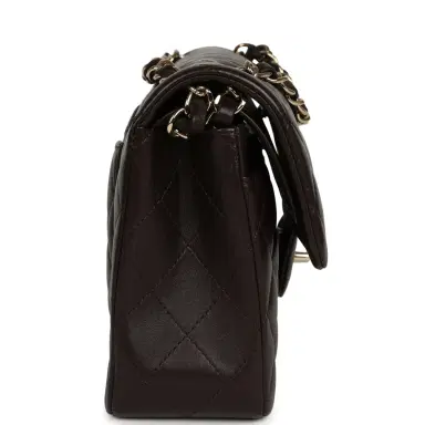 Chanel Chanel Small Classic Double Flap Bag Dark Brown Lambskin Light Gold Hardware | Thumbnail 3 Chanel Chanel Small Classic Double Flap Bag Dark Brown Lambskin Light Gold Hardware | Thumbnail 3