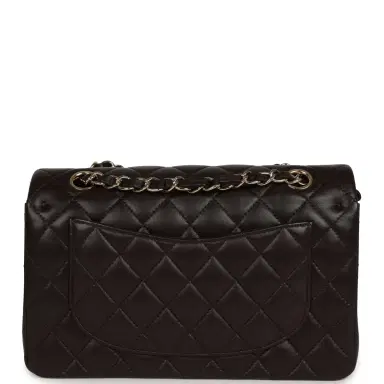 Chanel Chanel Small Classic Double Flap Bag Dark Brown Lambskin Light Gold Hardware | Thumbnail 4 Chanel Chanel Small Classic Double Flap Bag Dark Brown Lambskin Light Gold Hardware | Thumbnail 4