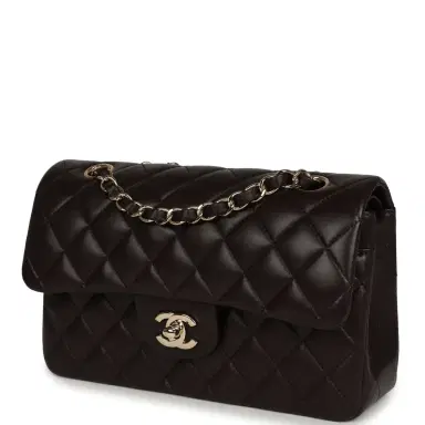 Chanel Chanel Small Classic Double Flap Bag Dark Brown Lambskin Light Gold Hardware | Thumbnail 5 Chanel Chanel Small Classic Double Flap Bag Dark Brown Lambskin Light Gold Hardware | Thumbnail 5