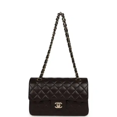 Chanel Chanel Small Classic Double Flap Bag Dark Brown Lambskin Light Gold Hardware | Thumbnail 7 Chanel Chanel Small Classic Double Flap Bag Dark Brown Lambskin Light Gold Hardware | Thumbnail 7