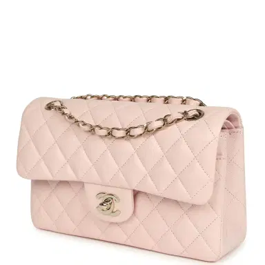 Chanel Chanel Small Classic Double Flap Bag Light Pink Shiny Caviar Light Gold Hardware | Thumbnail 5 Chanel Chanel Small Classic Double Flap Bag Light Pink Shiny Caviar Light Gold Hardware | Thumbnail 5