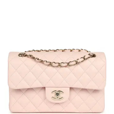 Chanel Chanel Small Classic Double Flap Bag Light Pink Shiny Caviar Light Gold Hardware | Thumbnail 1 Chanel Chanel Small Classic Double Flap Bag Light Pink Shiny Caviar Light Gold Hardware | Thumbnail 1