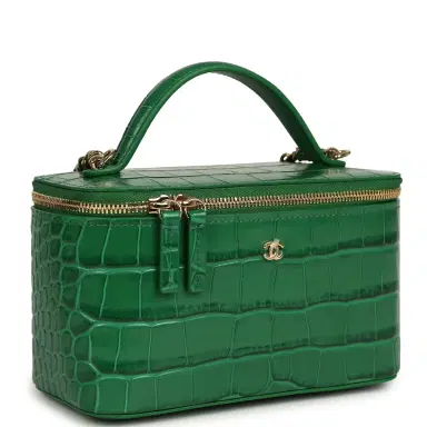 Chanel Chanel Small Top Handle Vanity Case Green Croc Embossed Calfskin Gold Hardware | Thumbnail 2 Chanel Chanel Small Top Handle Vanity Case Green Croc Embossed Calfskin Gold Hardware | Thumbnail 2