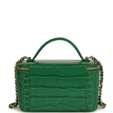 Chanel Chanel Small Top Handle Vanity Case Green Croc Embossed Calfskin Gold Hardware | Thumbnail 4 Chanel Chanel Small Top Handle Vanity Case Green Croc Embossed Calfskin Gold Hardware | Thumbnail 4