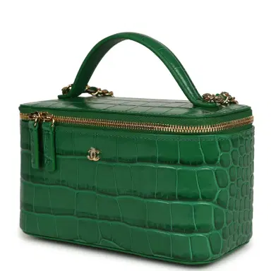 Chanel Chanel Small Top Handle Vanity Case Green Croc Embossed Calfskin Gold Hardware | Thumbnail 5 Chanel Chanel Small Top Handle Vanity Case Green Croc Embossed Calfskin Gold Hardware | Thumbnail 5